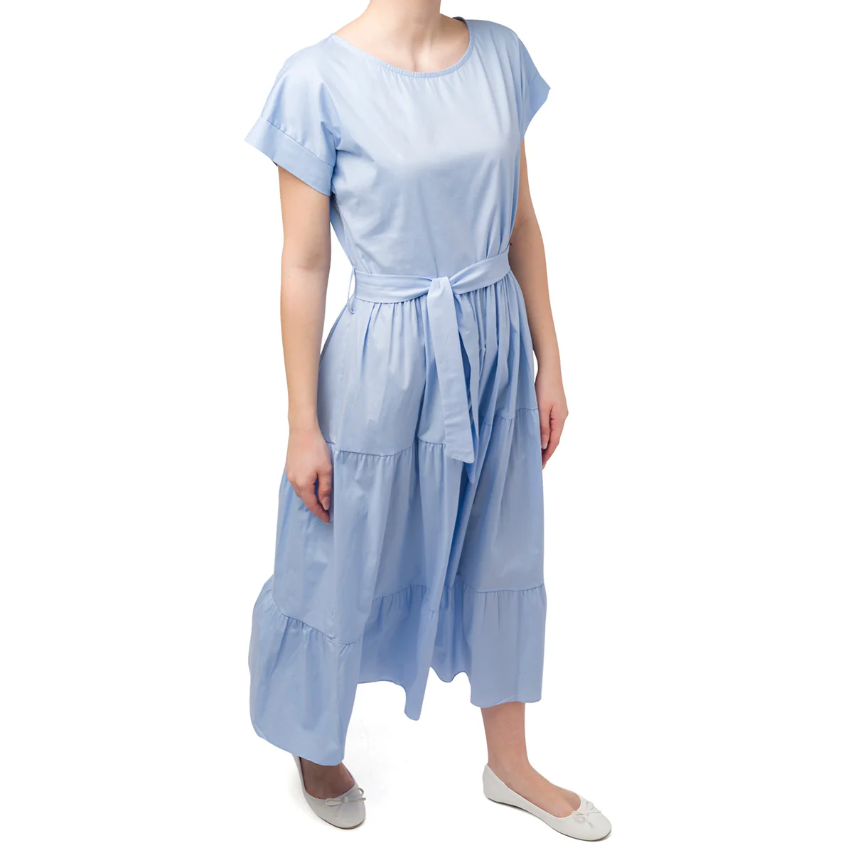 Vestito lungo azzurro da donna a maniche corte Swish Jeans