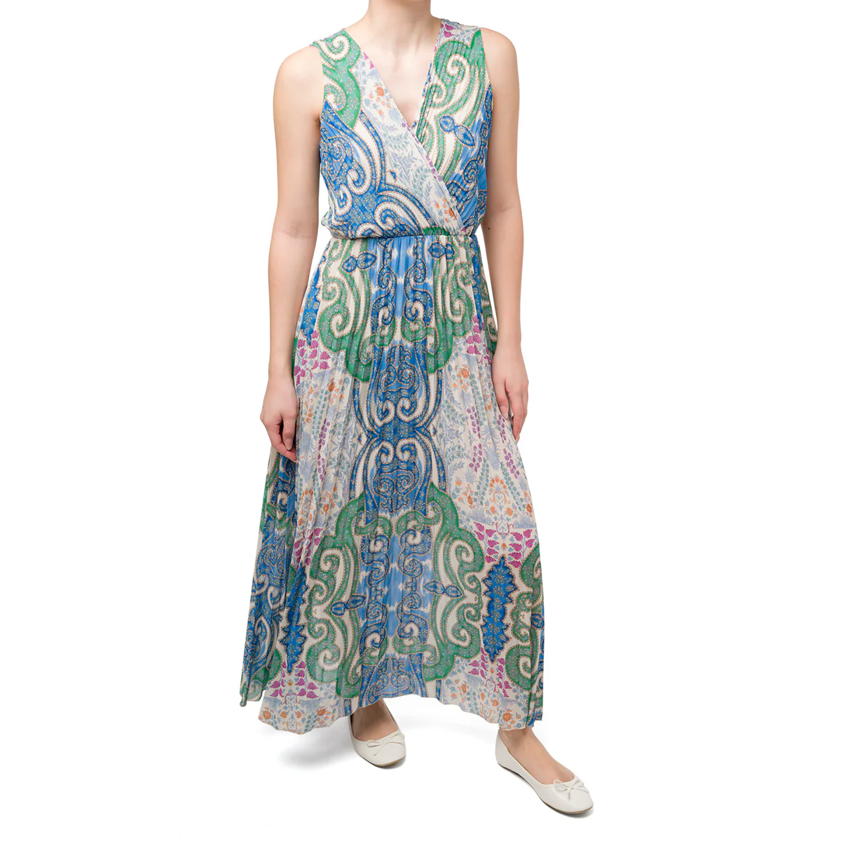 Vestito lungo da donna a fantasia multicolore effetto plisse Swish Jeans