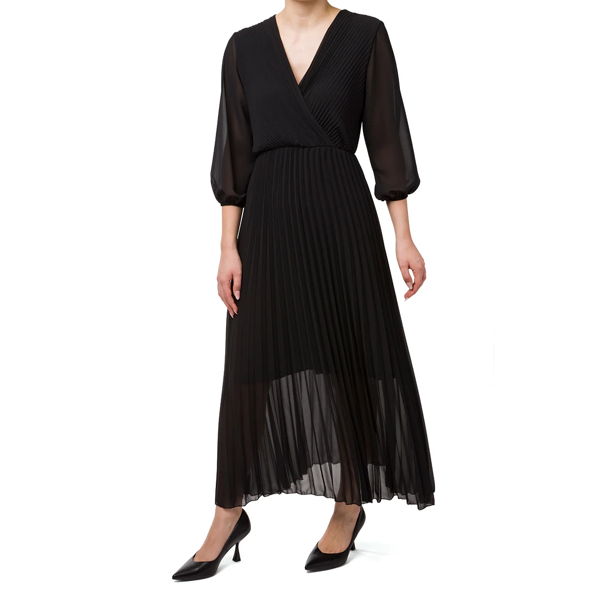 Vestito nero effetto plisse da donna Swish Jeans