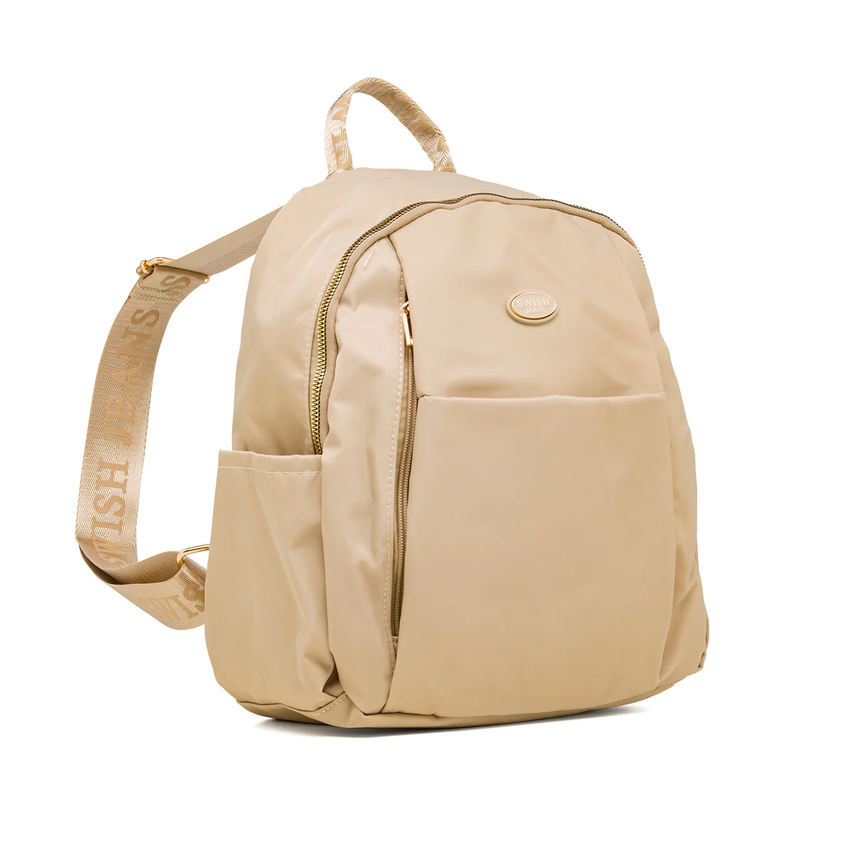 Zaino Beige da Donna effetto lucido con logo Swish Jeans