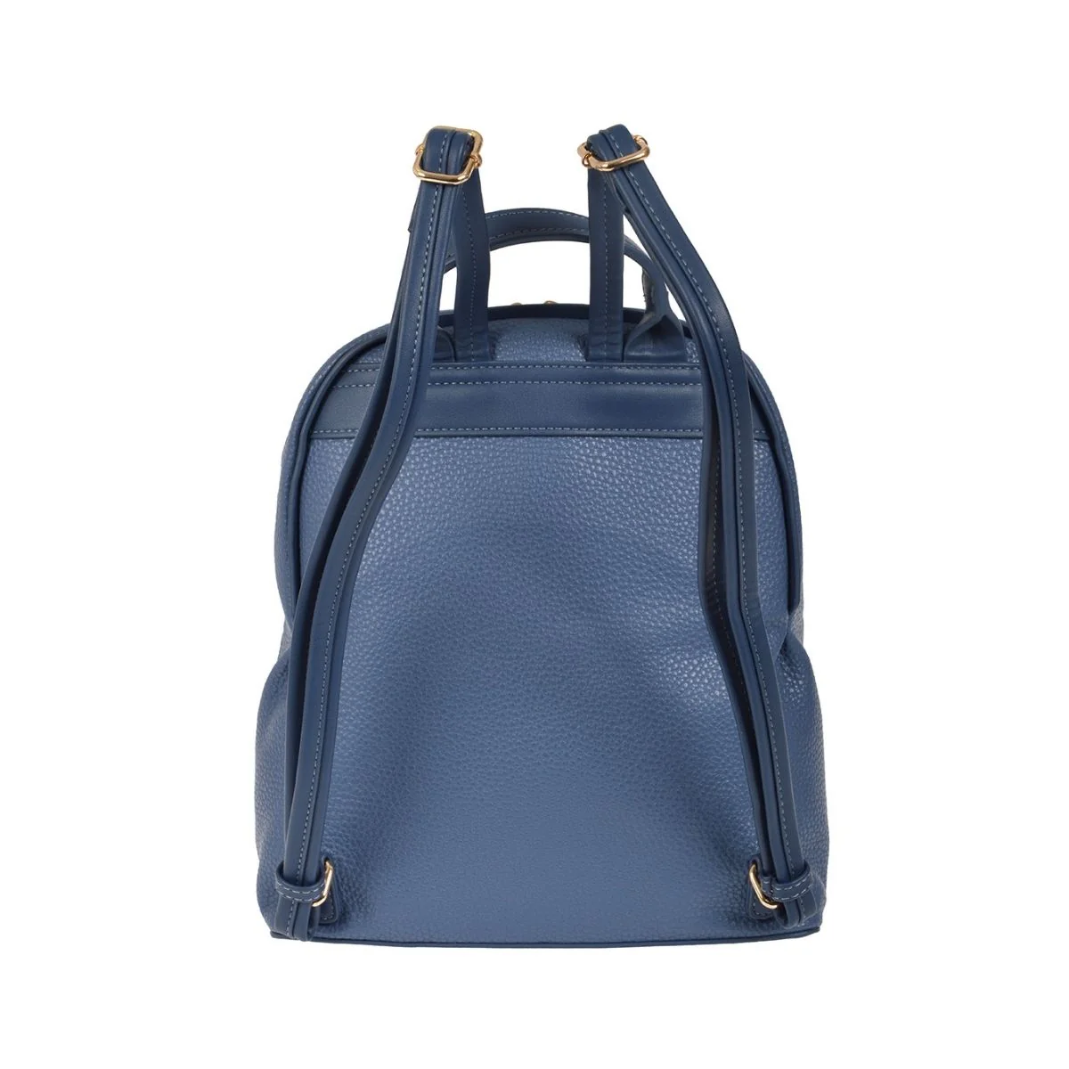 Zaino blu in similpelle martellata con zip oro Romeo Gigli Navid - Image 3