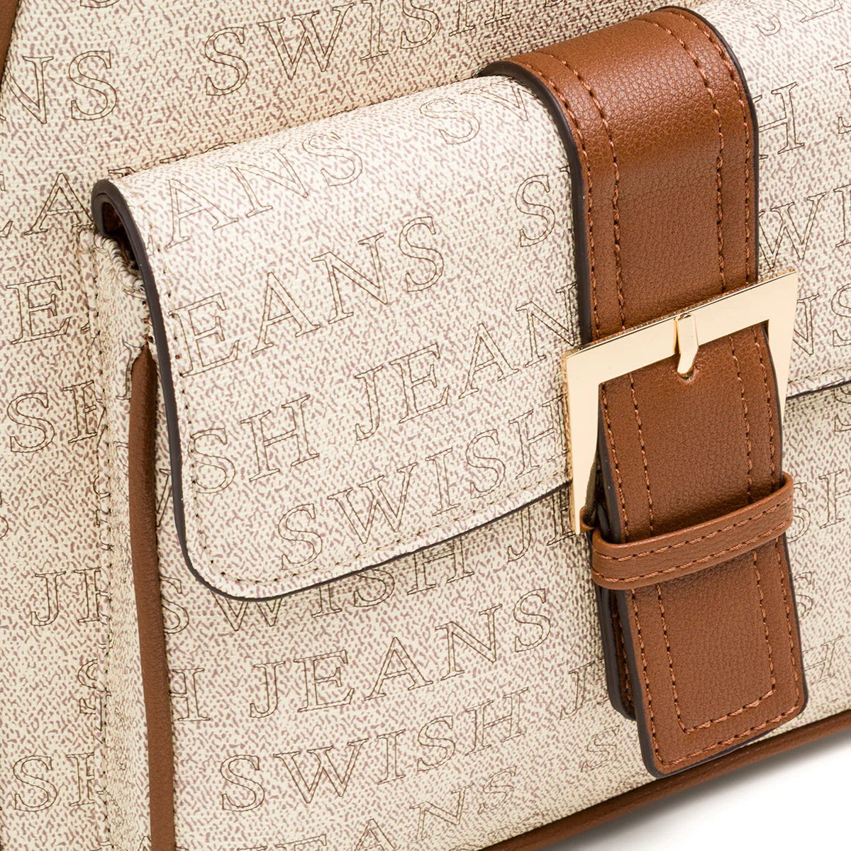 Zaino da donna beige con logo e dettagli marroni Swish Jeans - Image 3
