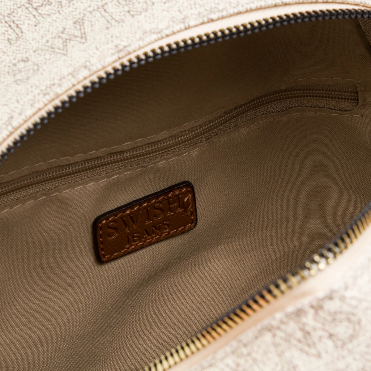 Zaino da donna beige con logo e dettagli marroni Swish Jeans - Image 4