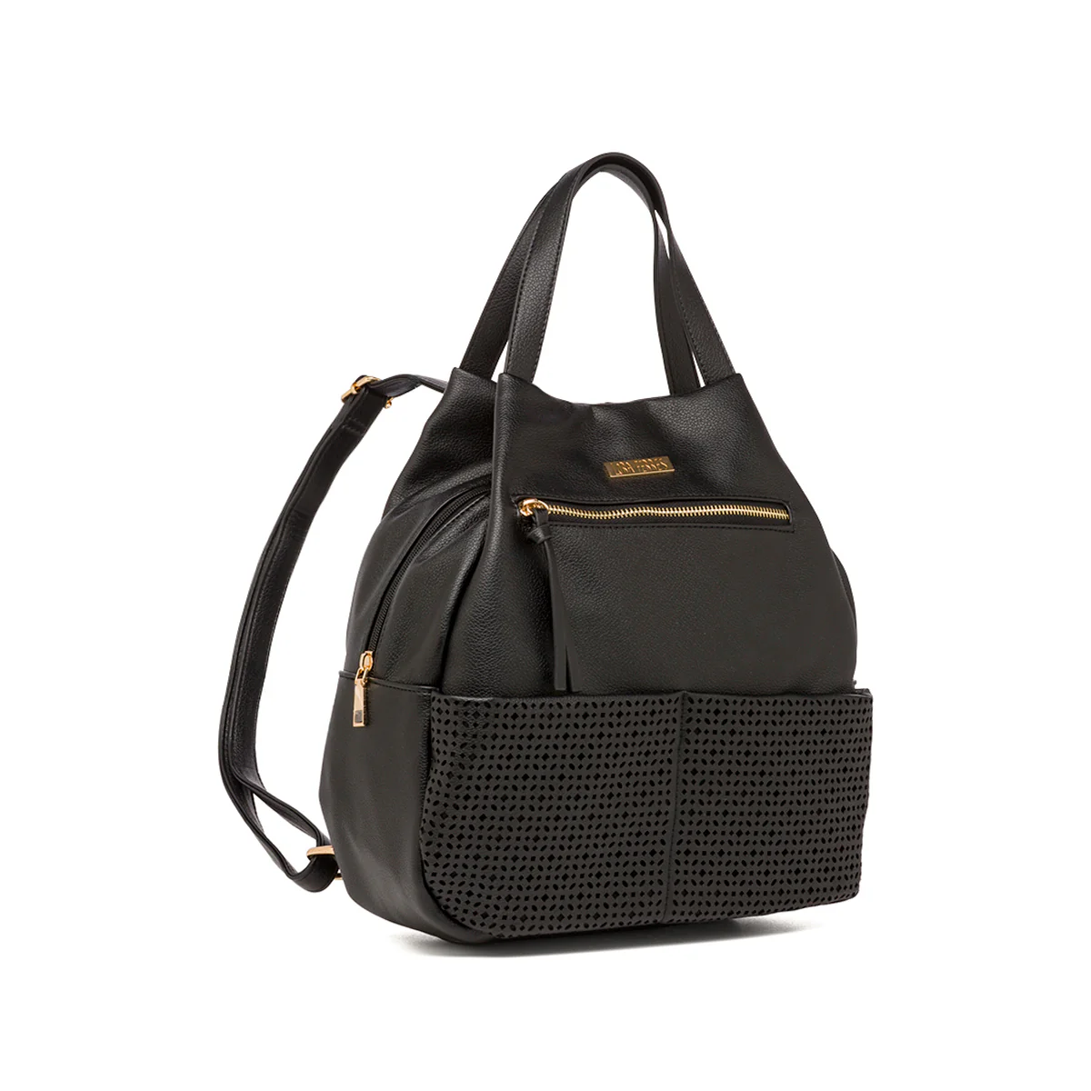 Zaino da Donna Nero con dettagli traforati e tasche Lora Ferres