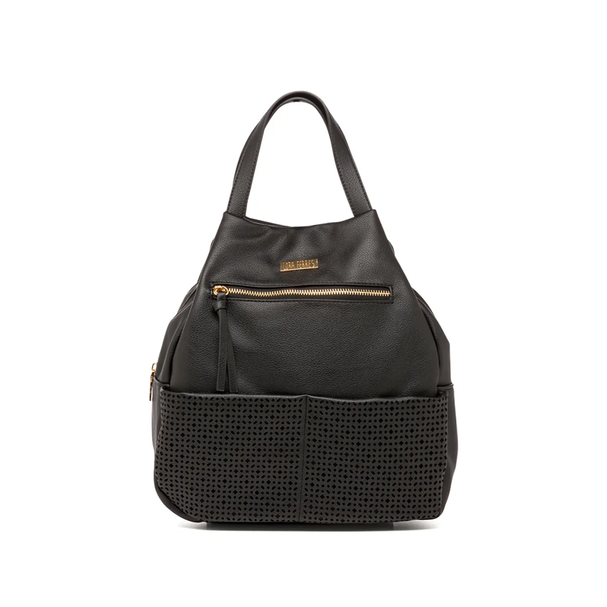 Zaino da Donna Nero con dettagli traforati e tasche Lora Ferres - Image 3