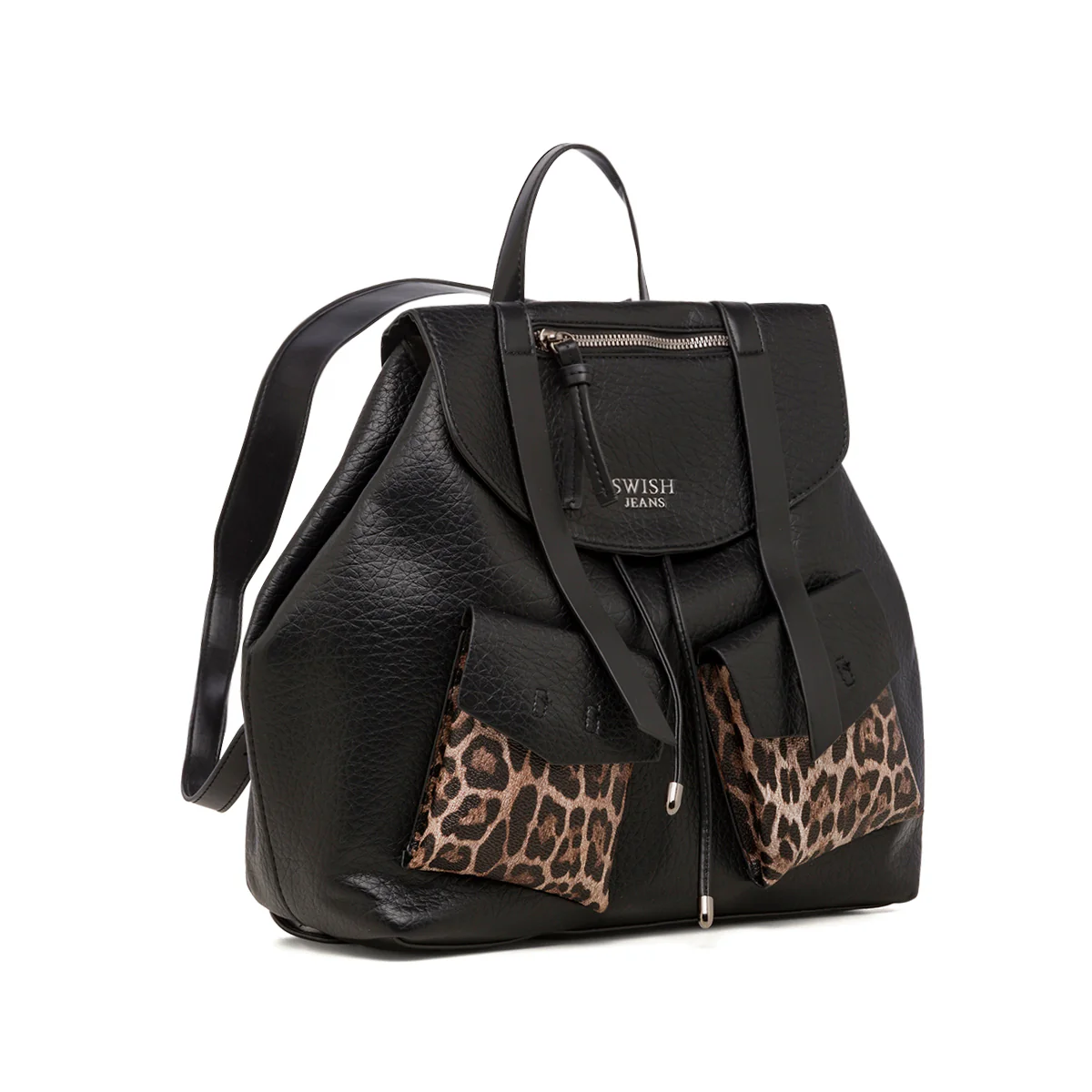 Zaino da donna  nero con dettaglio leopardato Swish Jeans - Image 2