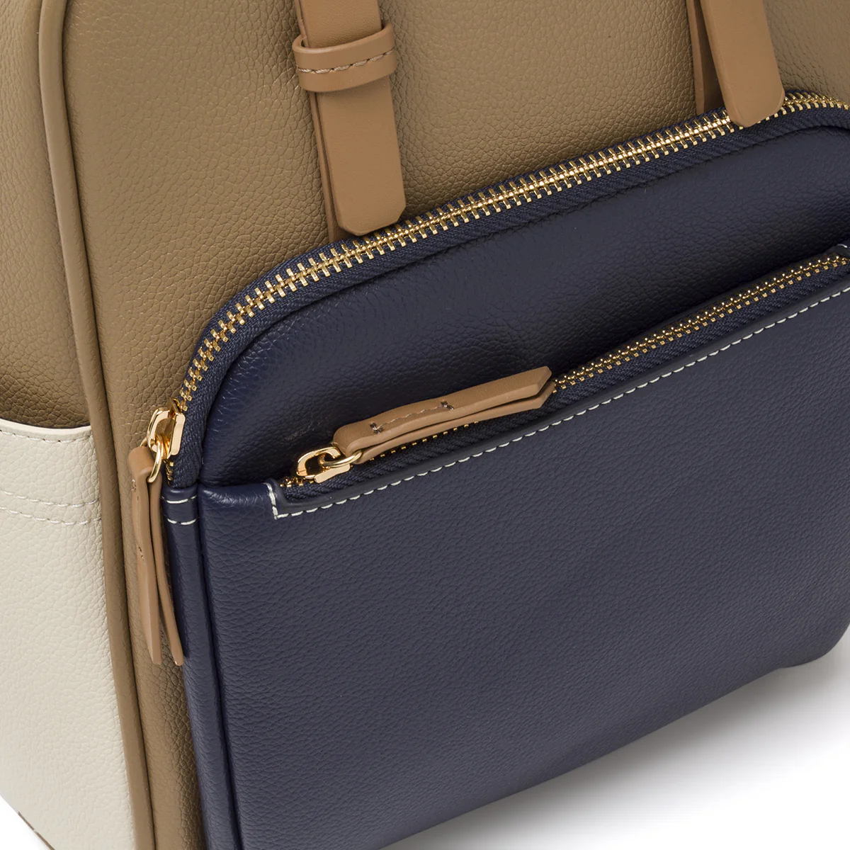 Zaino da donna taupe con tasca blu navy  Lora Ferres - Image 3