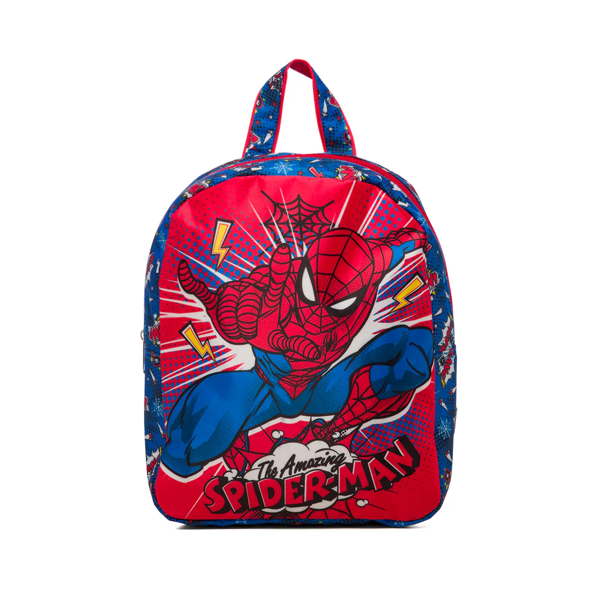 Zaino da scuola piccolo rosso e blu con stampa Spiderman