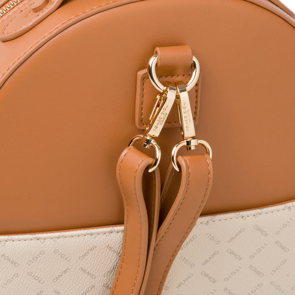 Zaino marrone e beige con monogramma da donna Romeo Gigli Milano Gama - Image 4
