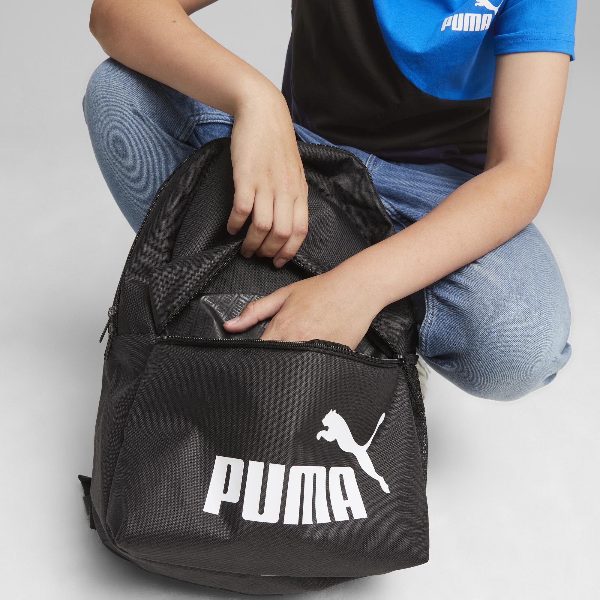 Zaino nero con zip e logo bianco Puma Phase