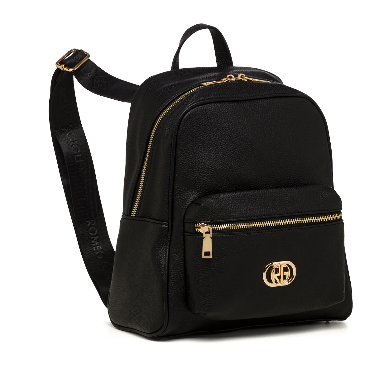 Zaino nero da donna con logo frontale Romeo Gigli Milano Cristy - Image 2