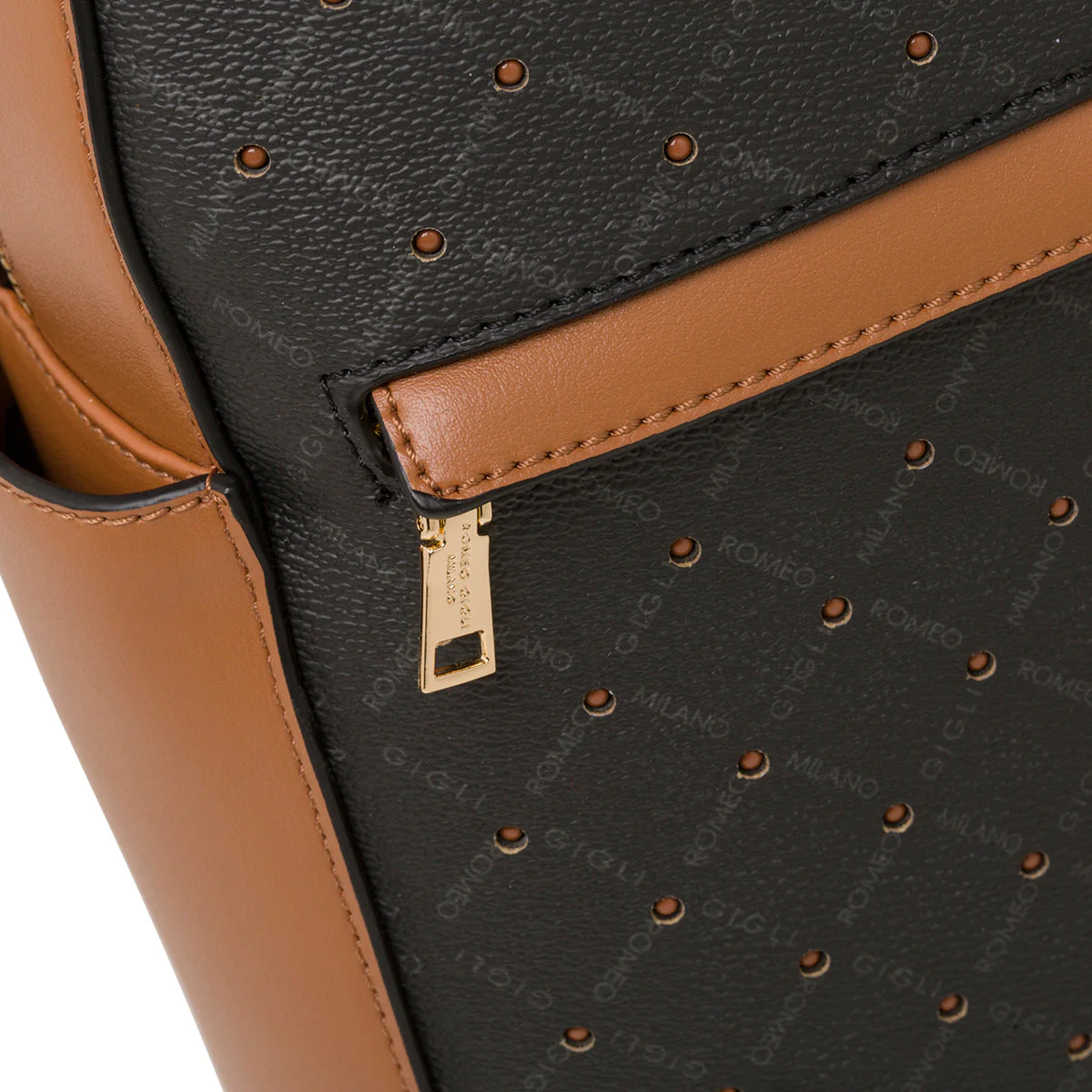 Zaino nero e marrone con monogramma da donna Romeo Gigli Milano Gama - Image 5