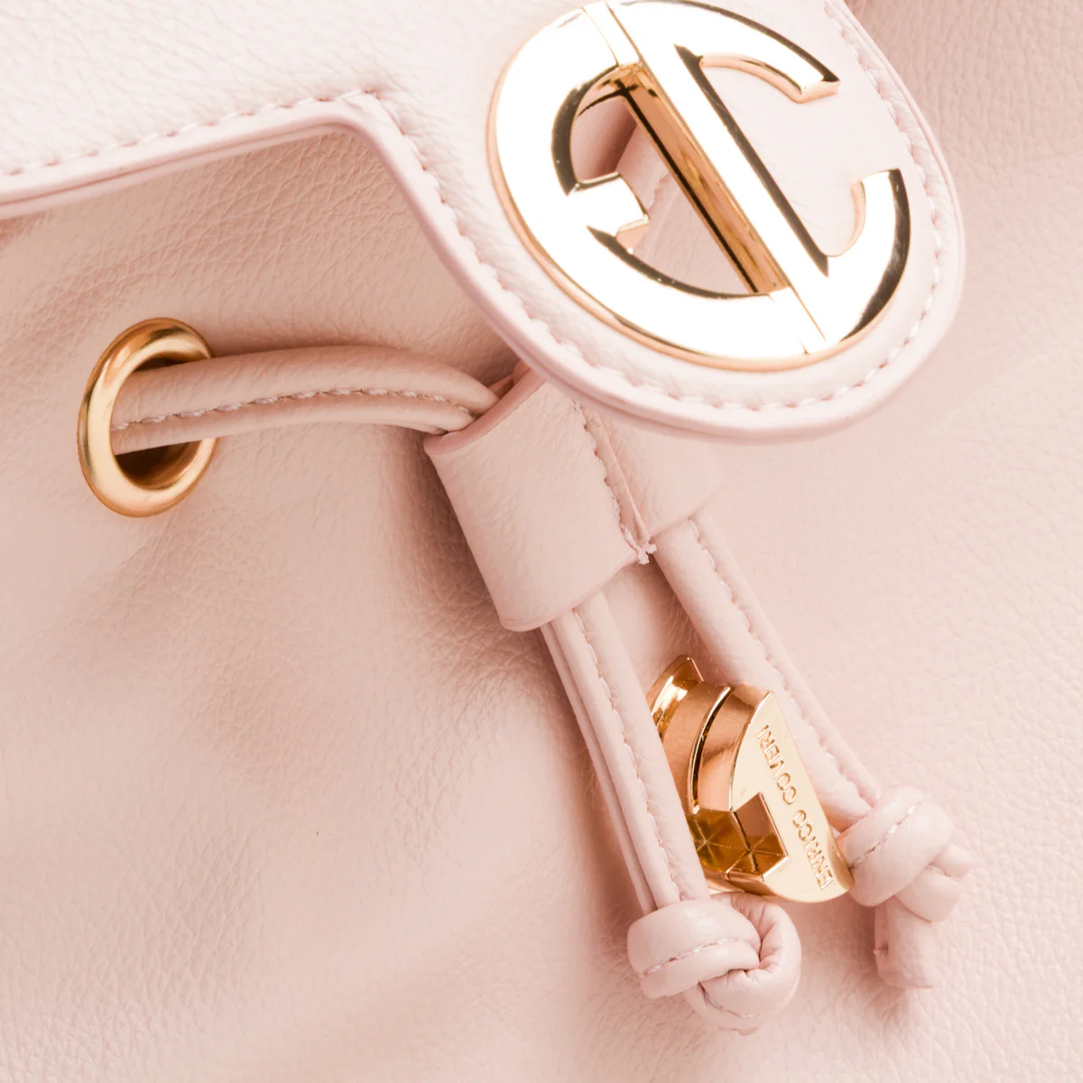 Zaino rosa da Donna con dettagli dorati e logo Enrico Coveri - Image 4