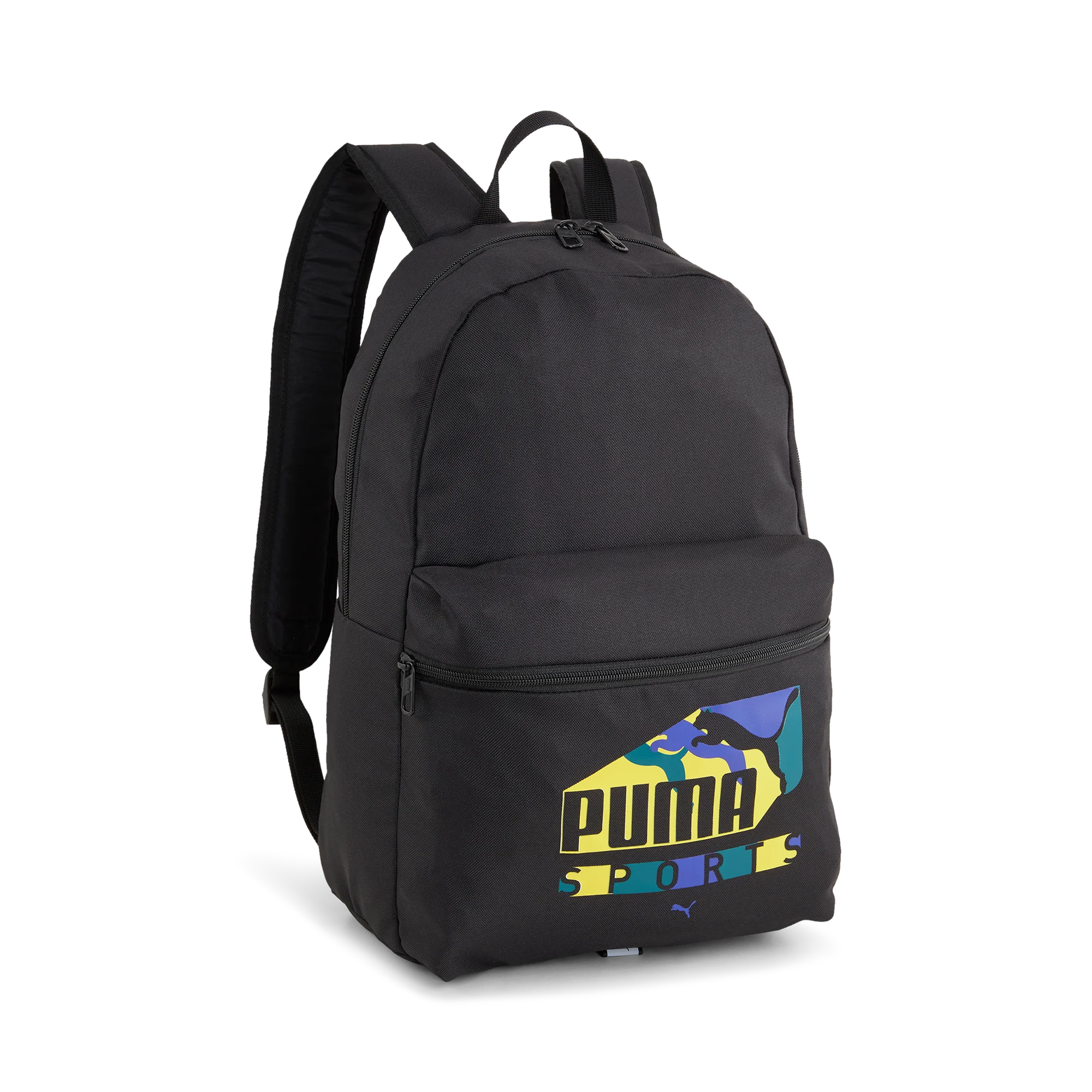 Zaino sportivo nero Puma con stampa multicolore