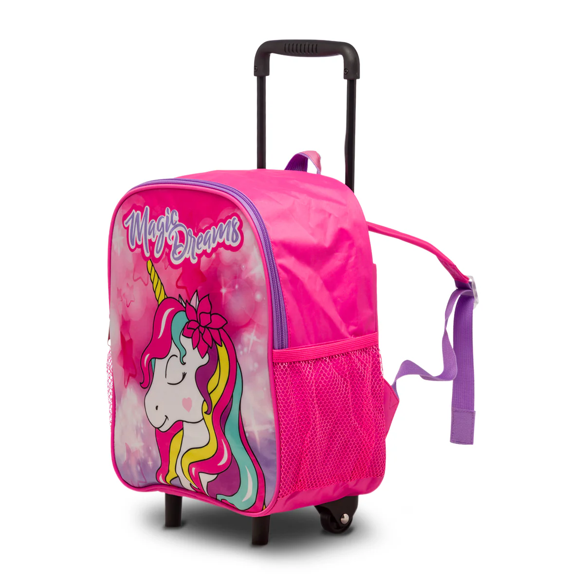 Zaino trolley da scuola fucsia con unicorno Magic Land - Image 2