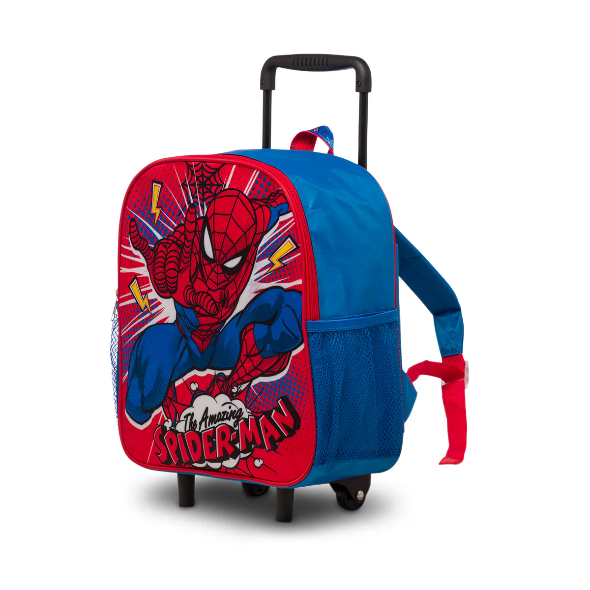 Zaino trolley da scuola rosso e blu con stampa Spiderman - Image 2