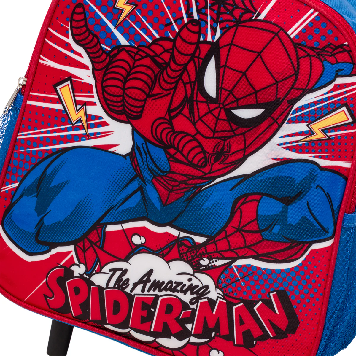 Zaino trolley da scuola rosso e blu con stampa Spiderman - Image 3
