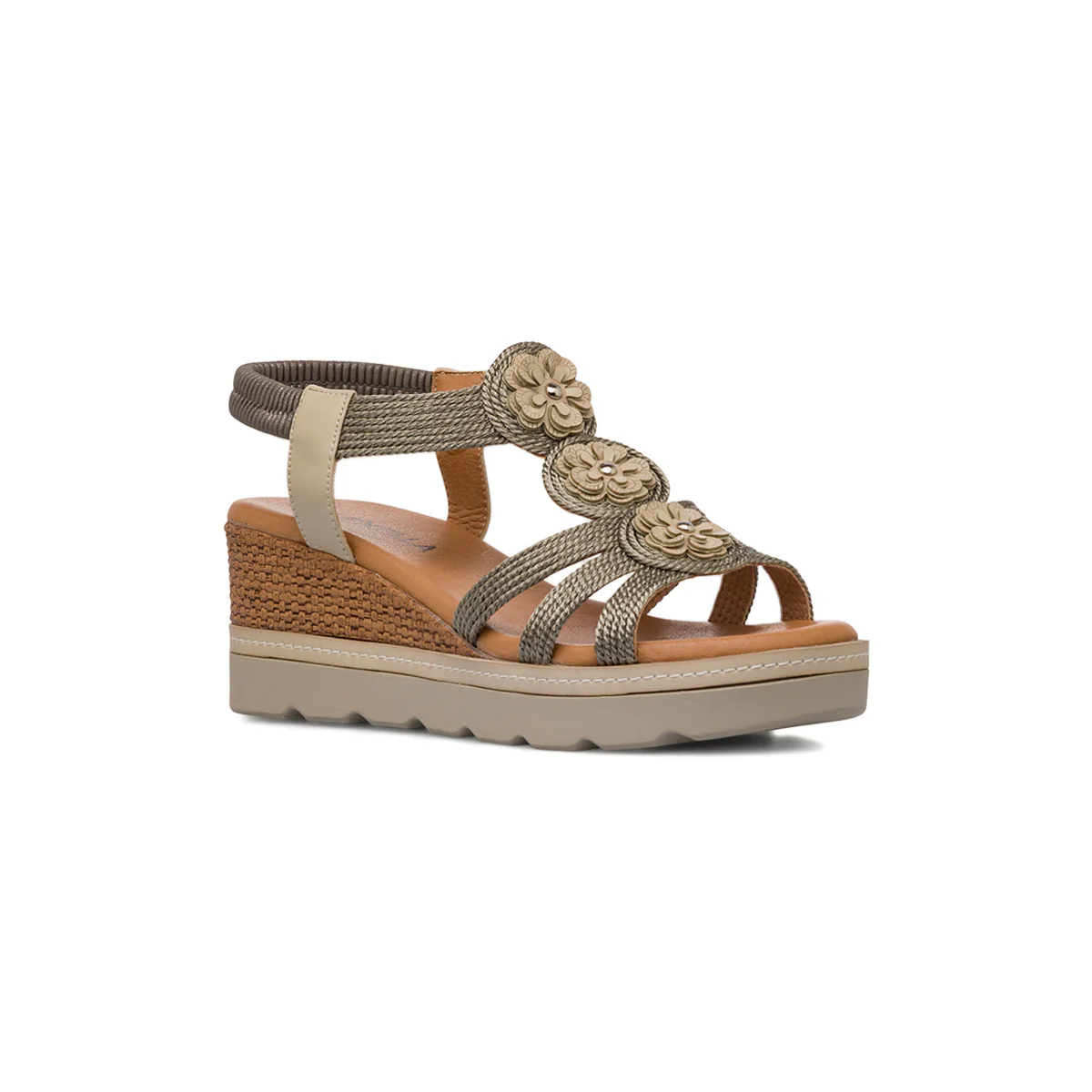 Sandali Zeppe Argento da Donna con fiori decorativi sulla tomaia e tacco 6 cm Lora Ferres - Image 2