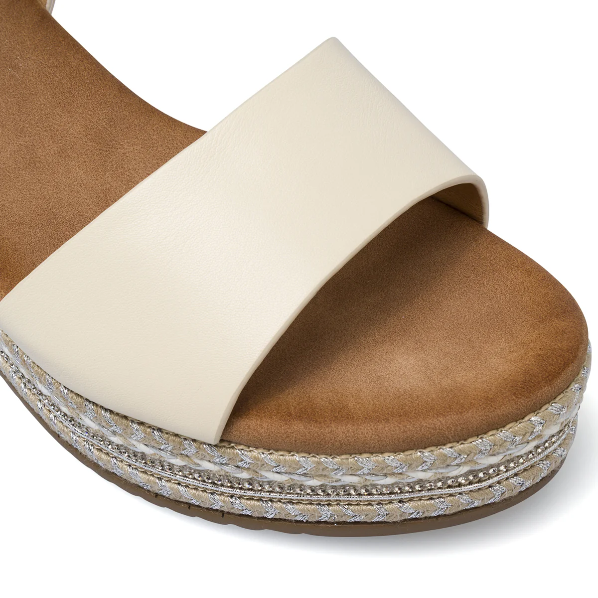 Zeppe beige da Donna con effetto sughero e tacco 6.5 cm Lora Ferres - Image 4