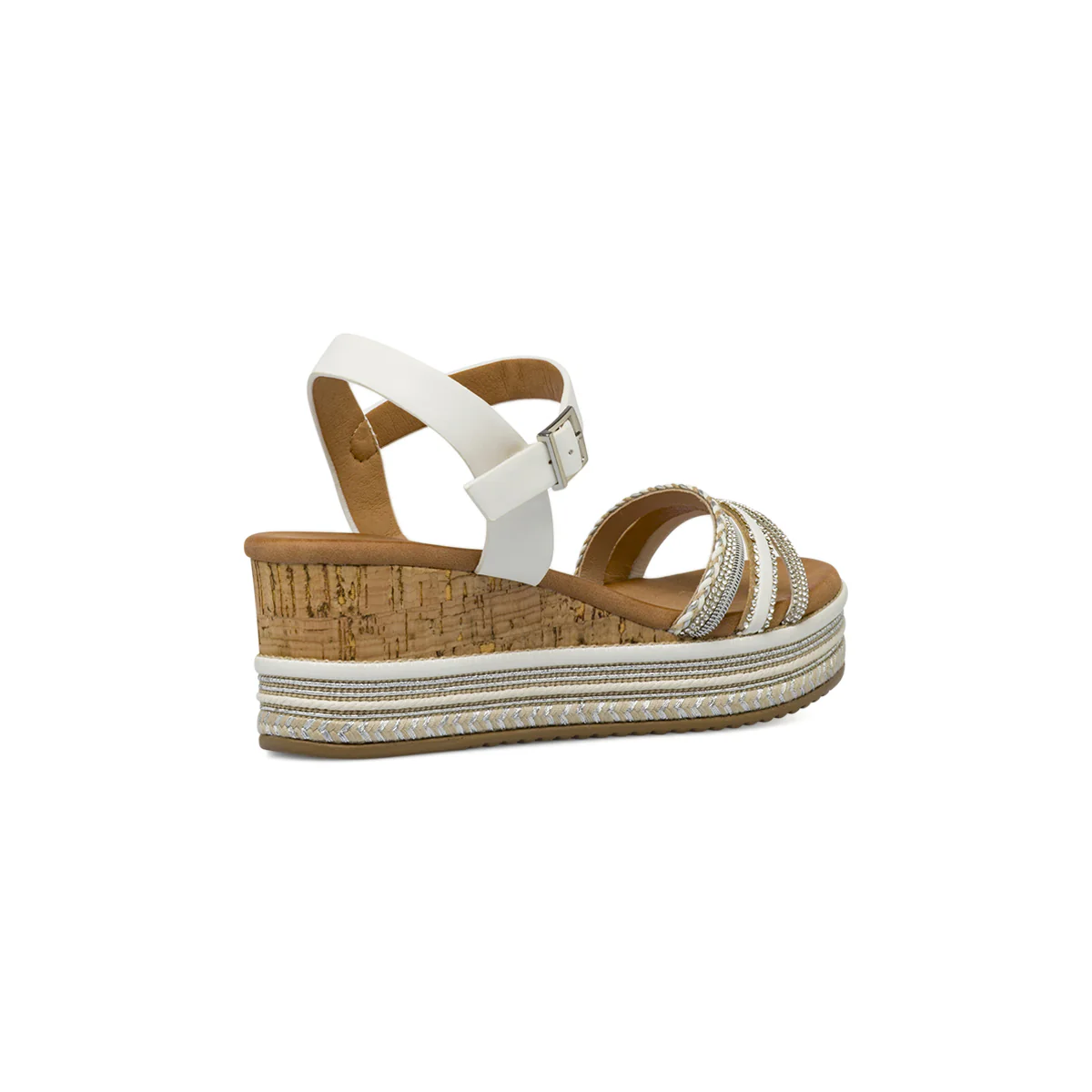 Zeppe bianche da Donna con effetto sughero e tacco 6,5 cm Lora Ferres - Image 3