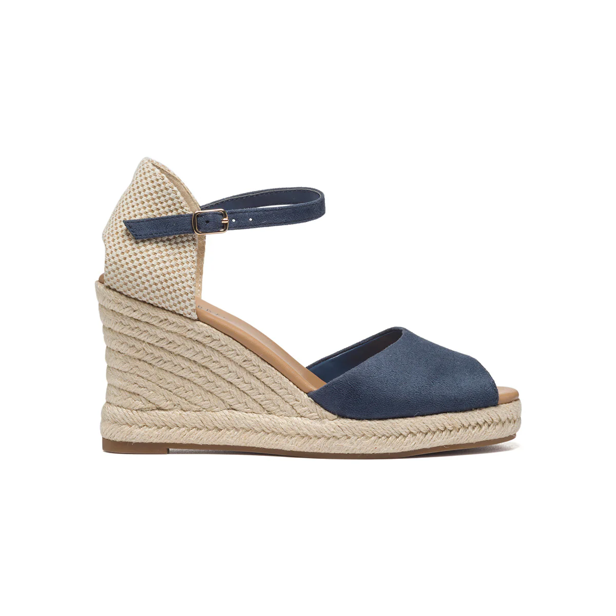 Zeppe blu in tessuto con suola in corda 9 cm Lora Ferres