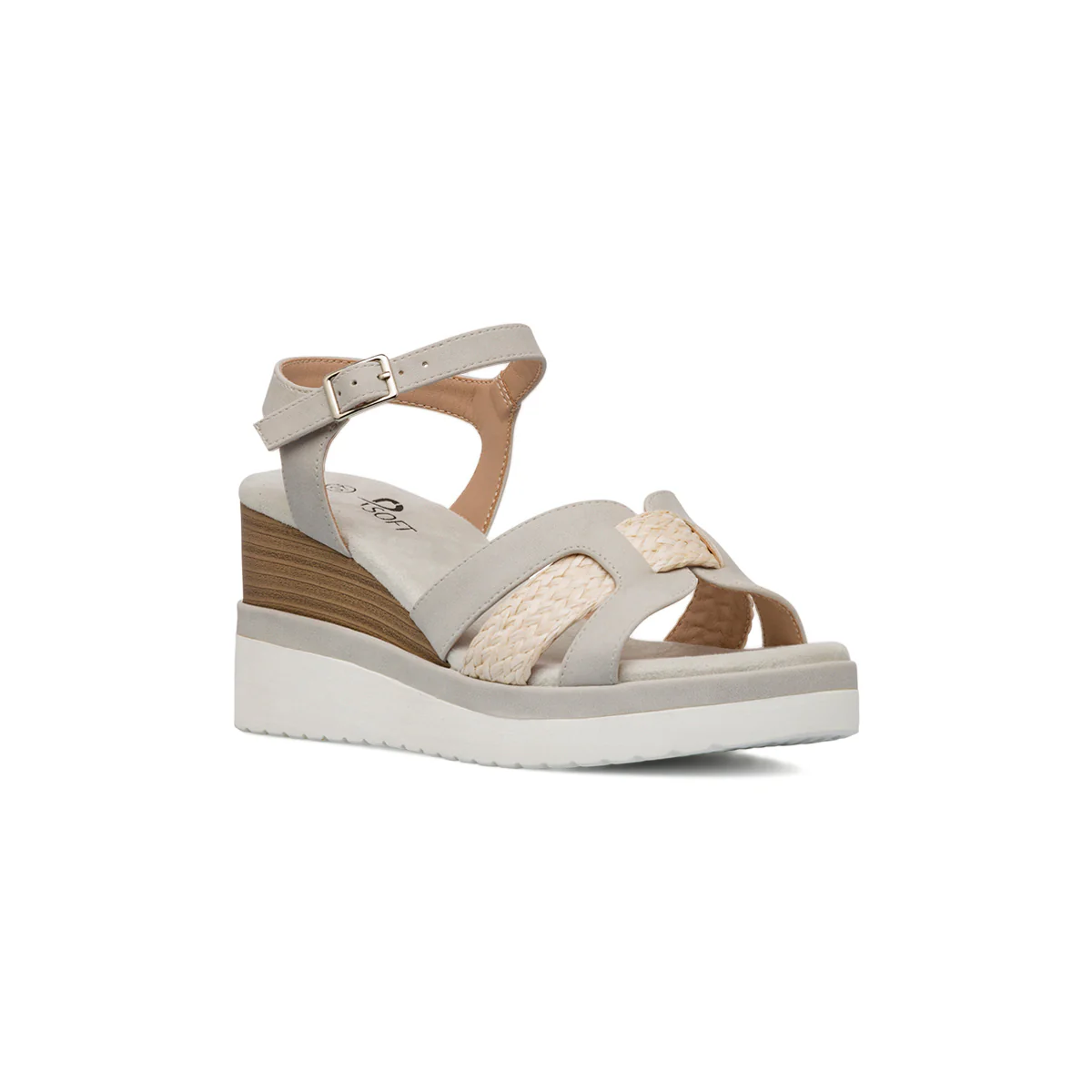 Sandali Zeppe Comfort Grigi da Donna con Plateau e Tacco 7 cm P Soft - Image 2