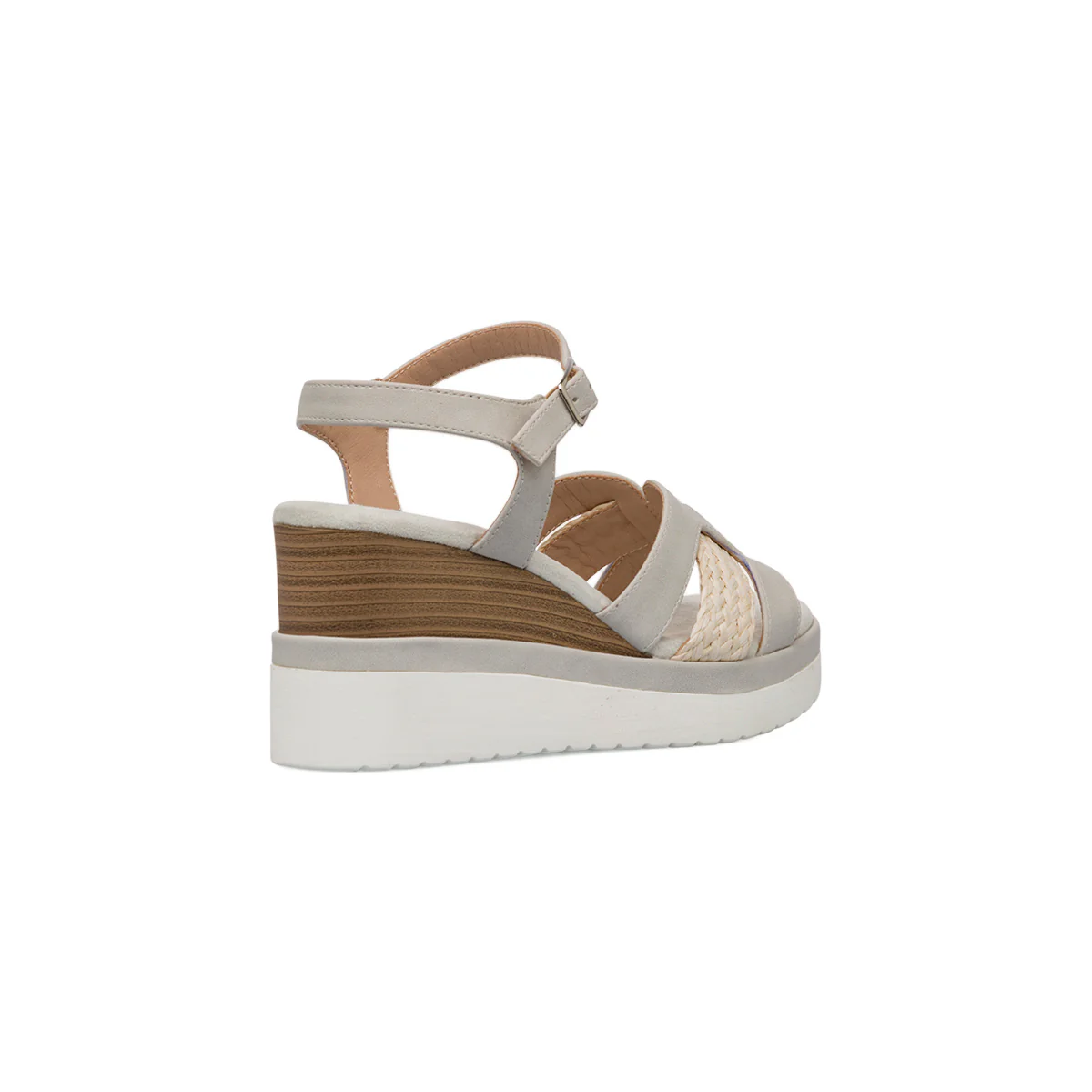 Sandali Zeppe Comfort Grigi da Donna con Plateau e Tacco 7 cm P Soft - Image 3