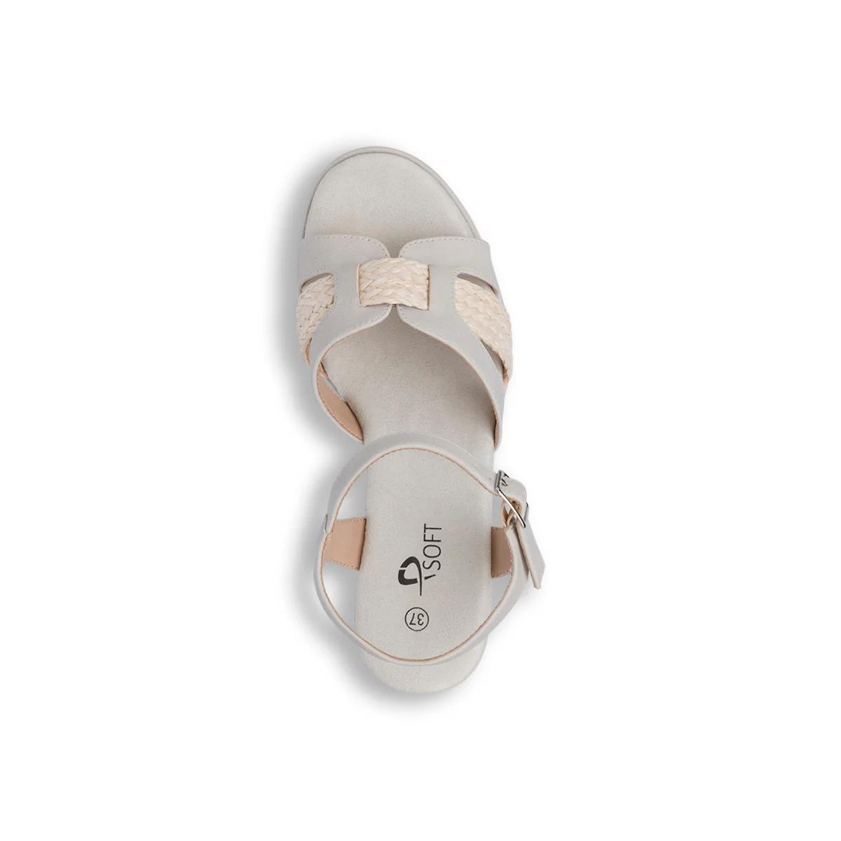 Sandali Zeppe Comfort Grigi da Donna con Plateau e Tacco 7 cm P Soft - Image 5