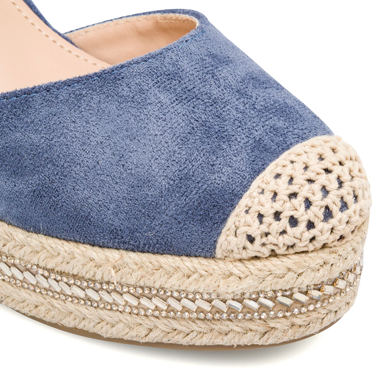 Sandali Zeppe da Donna blu con dettagli effetto rafia e tacco 10 cm Lora Ferres - Image 8