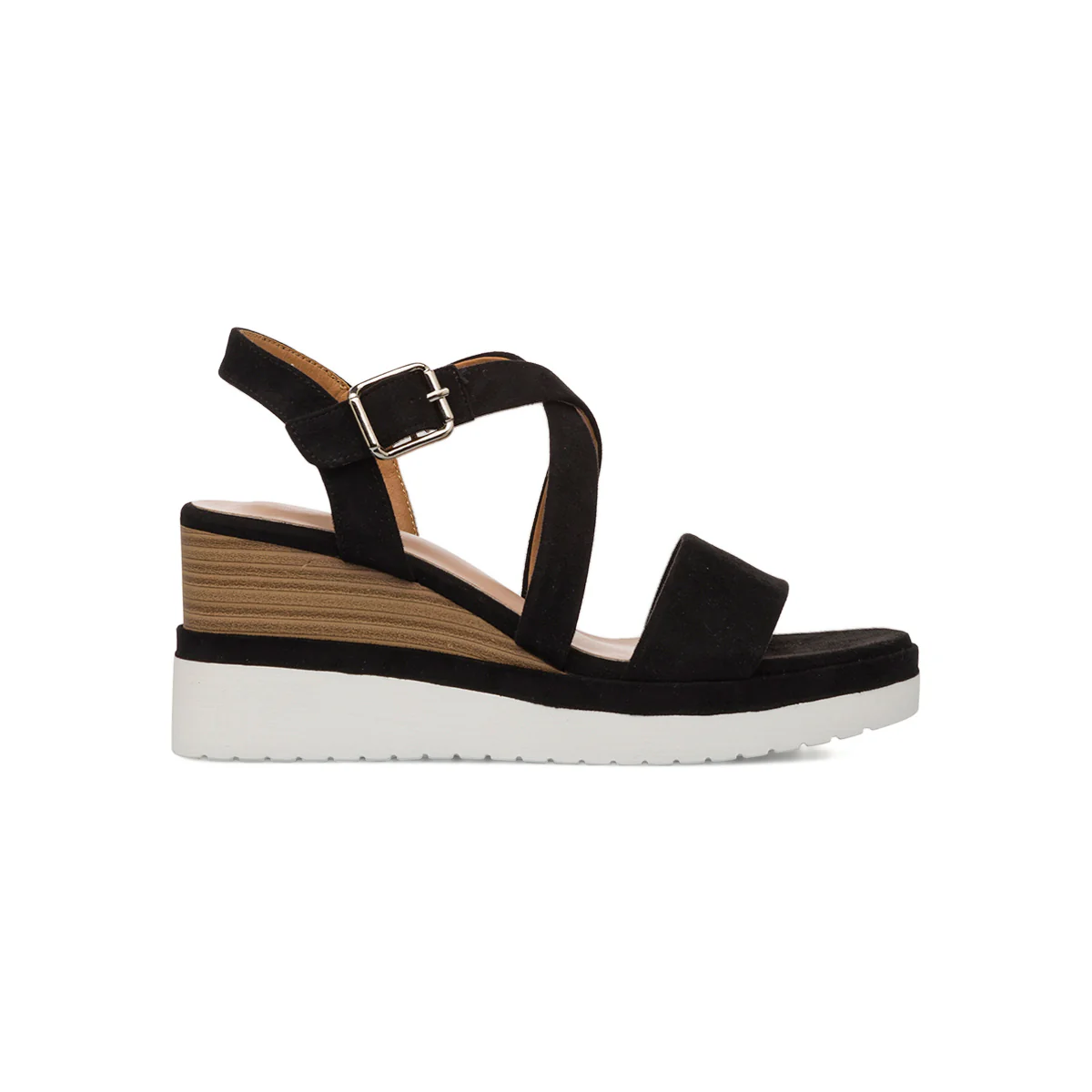 Sandali Zeppe Neri da Donna con Suola comoda e Tacco 7 cm P Soft