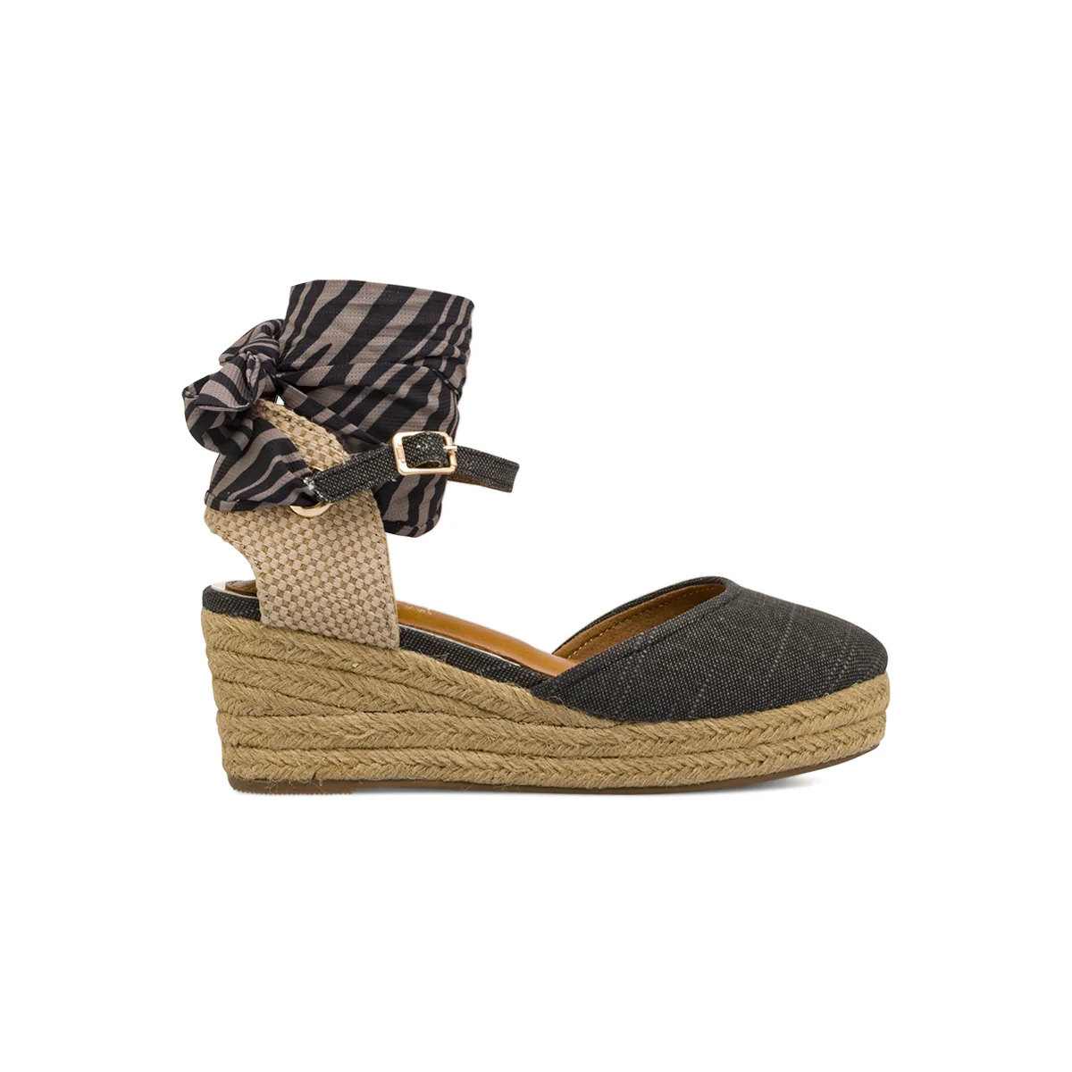 Zeppe nere da Donna in tessuto con foulard zebrato Jeep Spirit