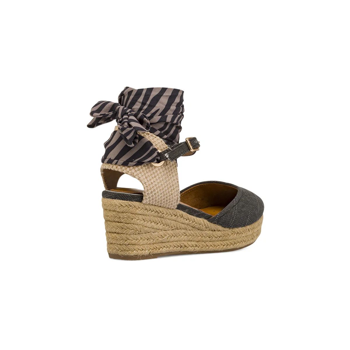 Zeppe nere da Donna in tessuto con foulard zebrato Jeep Spirit - Image 3