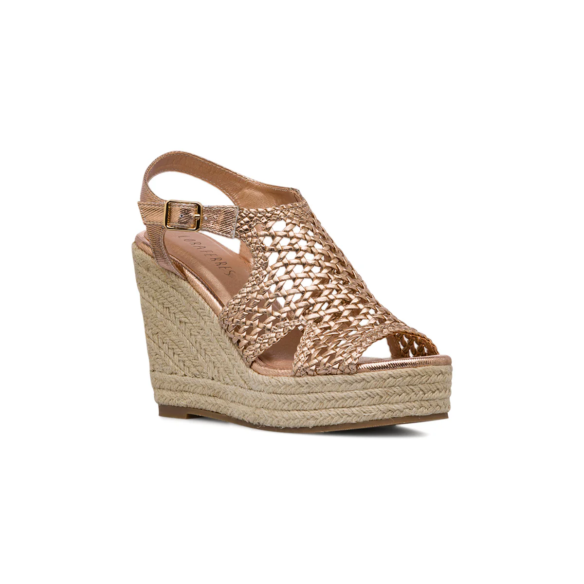 Sandali Zeppe Oro da Donna effetto intreccio con Tacco 10,5 cm Lora Ferres - Image 2